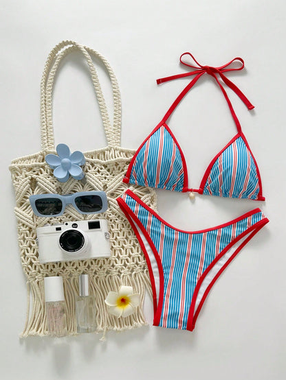 Nautic Charm – Biquíni Listrado com Amarração nas Costas BelleBoo