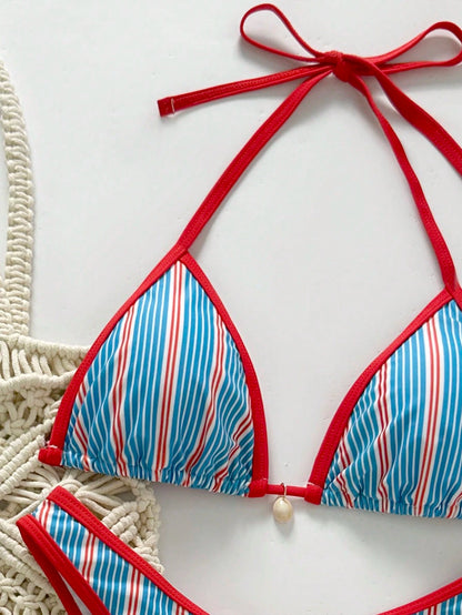 Nautic Charm – Biquíni Listrado com Amarração nas Costas BelleBoo