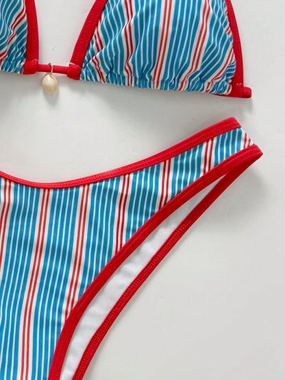 Nautic Charm – Biquíni Listrado com Amarração nas Costas BelleBoo