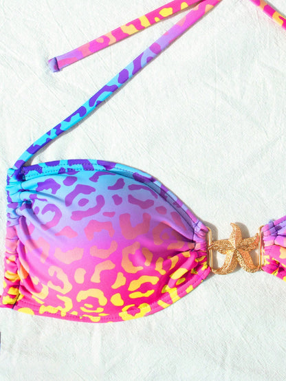 Wild Star – Biquíni Leopardo Degradê com Detalhe Estrela do Mar BelleBoo